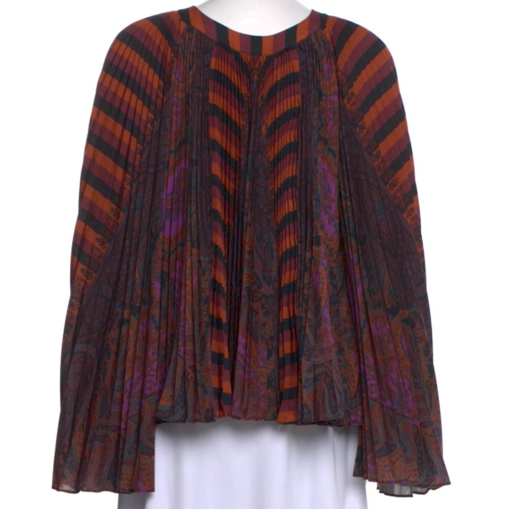 NWOT ULLA JOHNSON Ella Pleated Bell Sleeve Blouse XL $670 - Picture 8 of 8